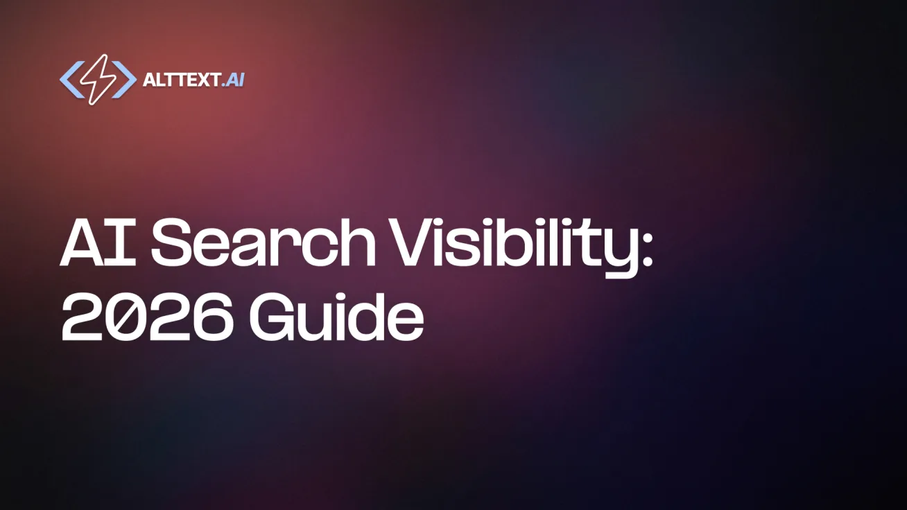 AI Search Visibility Guide — diagram of a website fanning out to ChatGPT, Claude, Perplexity, and Google AI Overviews, each pulling textual signals.