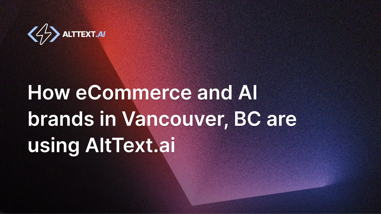 Vancouver skyline with AltText.ai logo overlay showing automated alt text generation