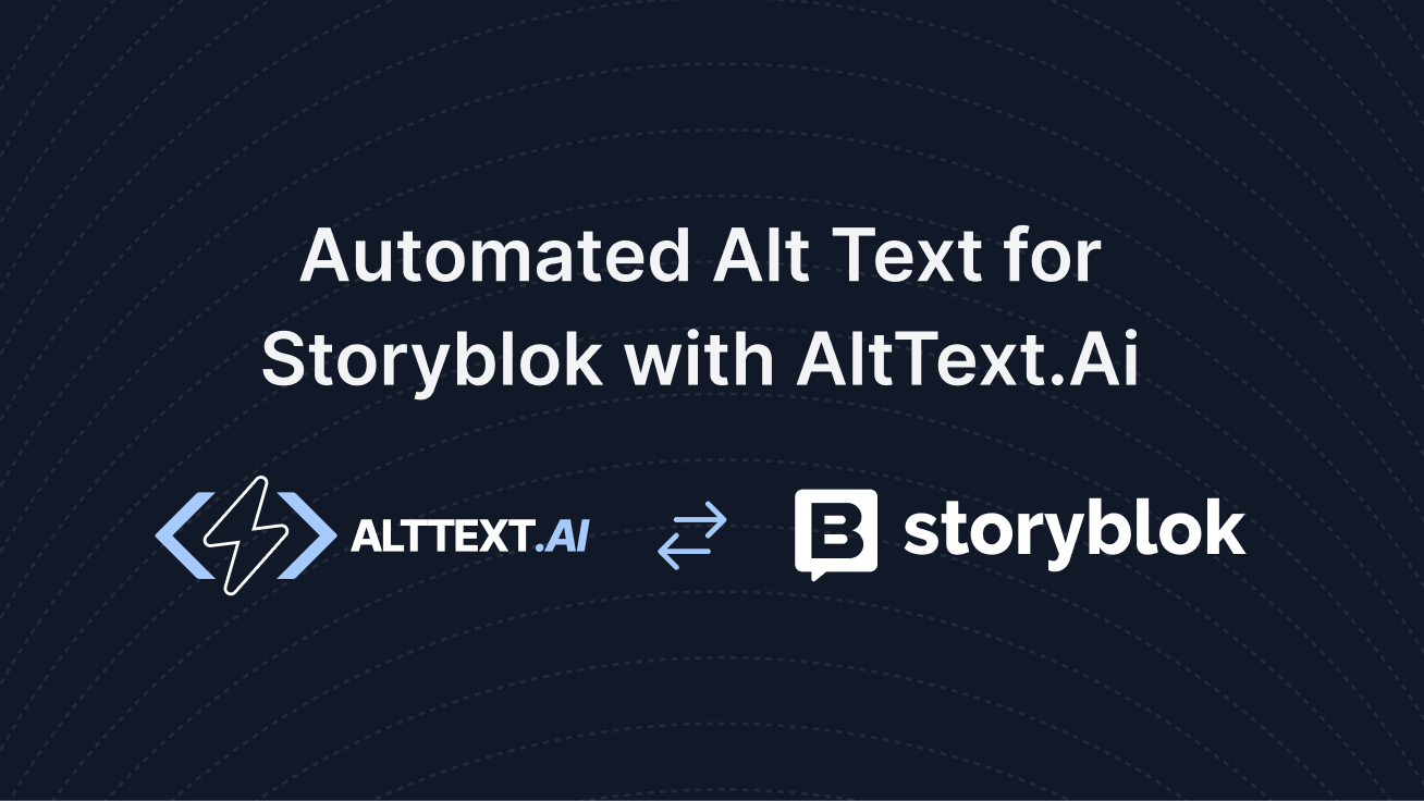 AltText.ai and Storyblok logos with automated alt text workflow