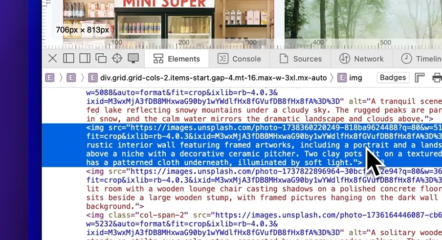 Accessibility audit dashboard showing code structure and WCAG compliance errors