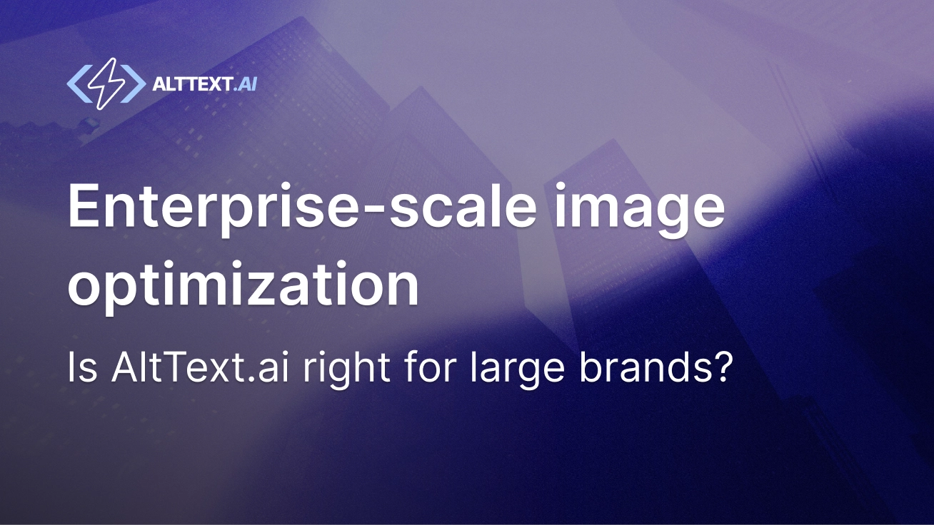 Enterprise team collaborating on large-scale image optimization workflow with AltText.ai dashboard showing bulk processing capabilities