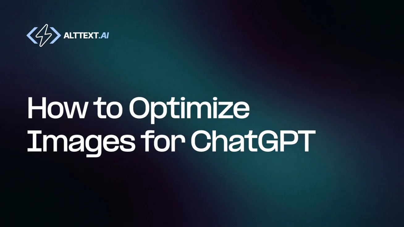 How to Optimize Images for ChatGPT — illustration showing a product photo with rich alt text, schema, and contextual paragraph being read by ChatGPT.